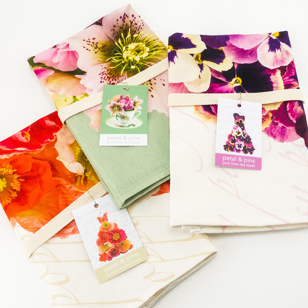 pure linen tea towels by petal & pins