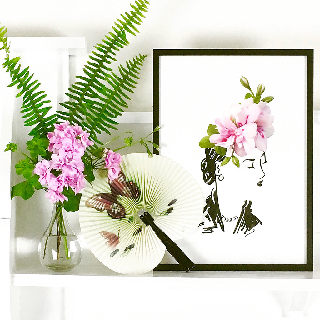 geranium hat giclée art print from the atelier pétale collection by petal & pins