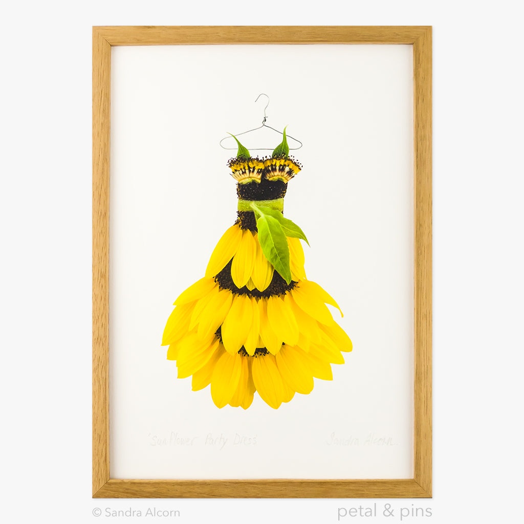 sunflower party dress art print from the farmgate project by petal & pins