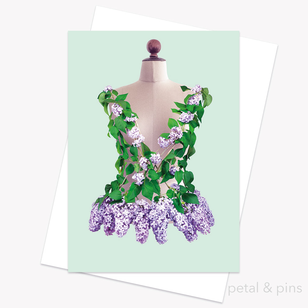 lilac bodice greeting card from the fairytale collection by petal & pins