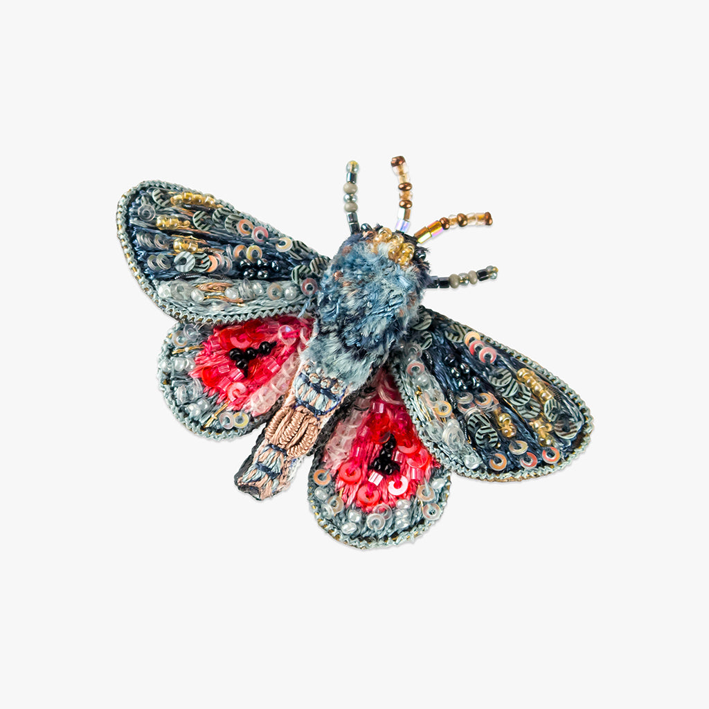 hubbard's small silk moth - beaded brooch by trovelore