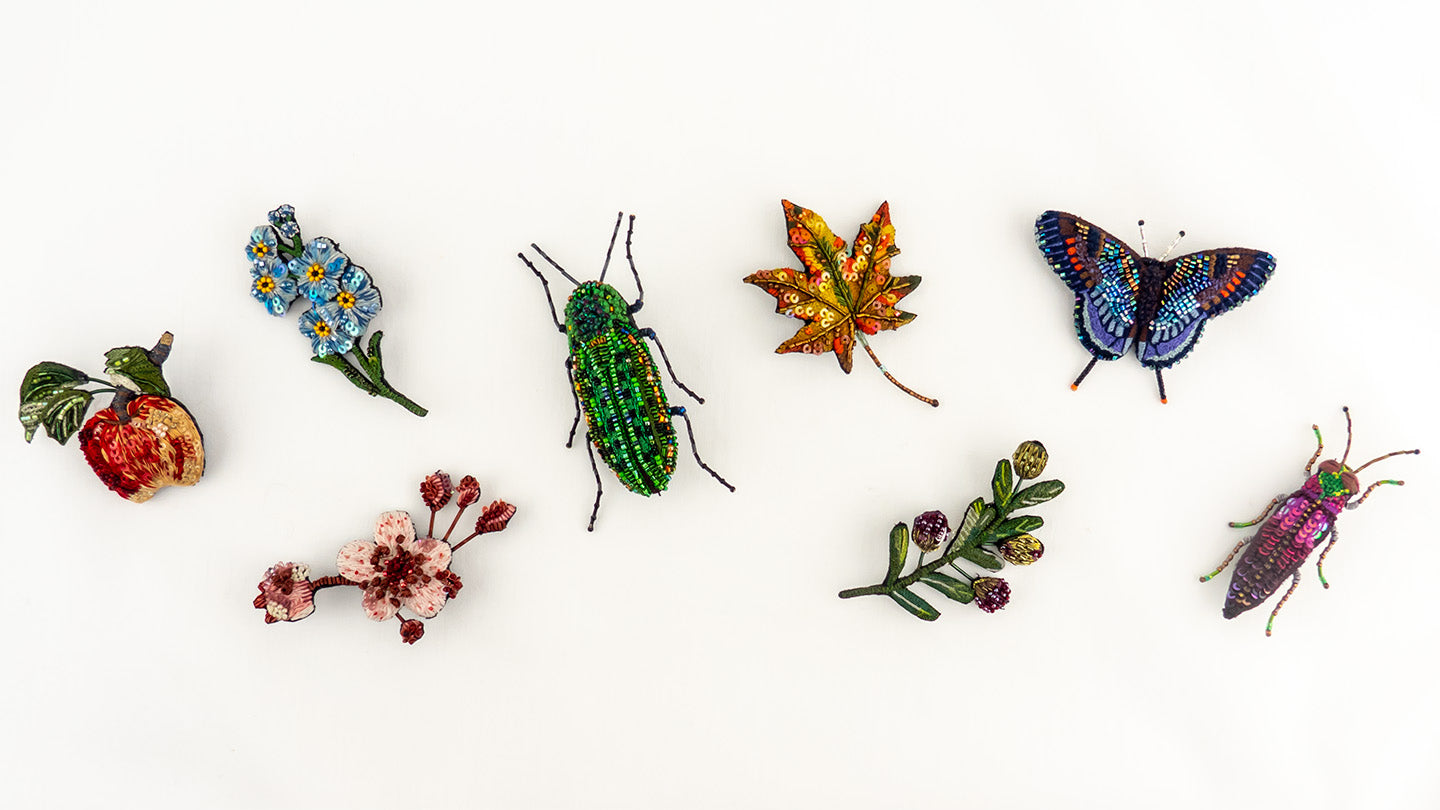 A curated selection of gorgeous beaded brooches by Trovelore