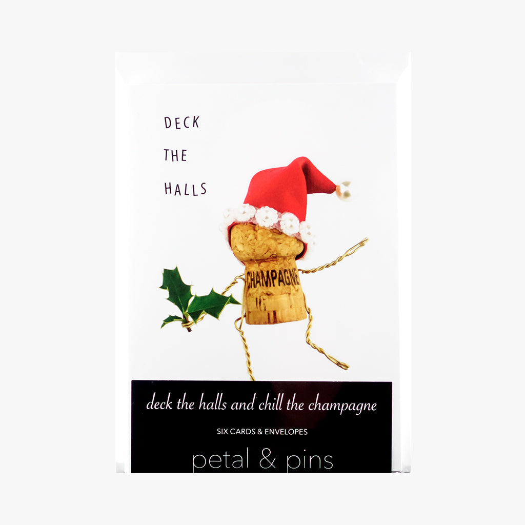 deck the halls and chill the champagne Christmas card oack by petal & pins