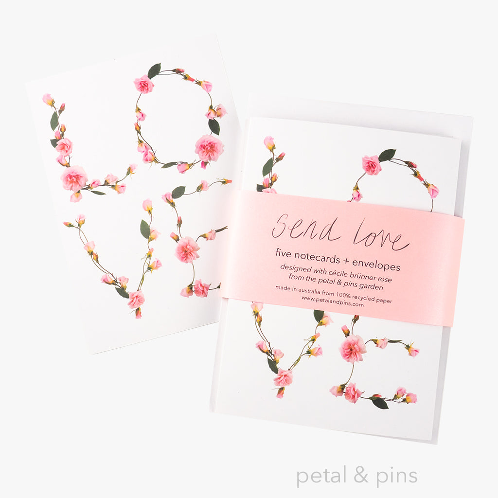 send love notecard set by petal & pins