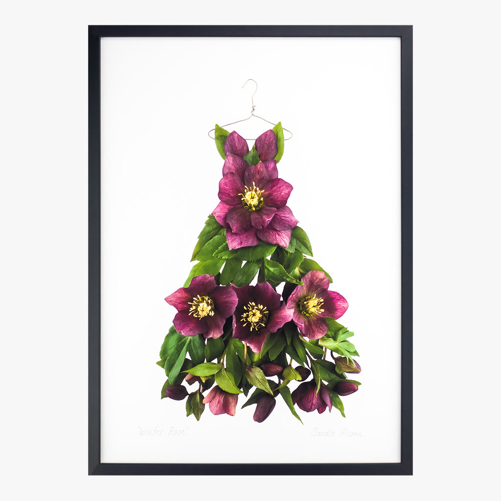 winter rose dress art print by petal & pins