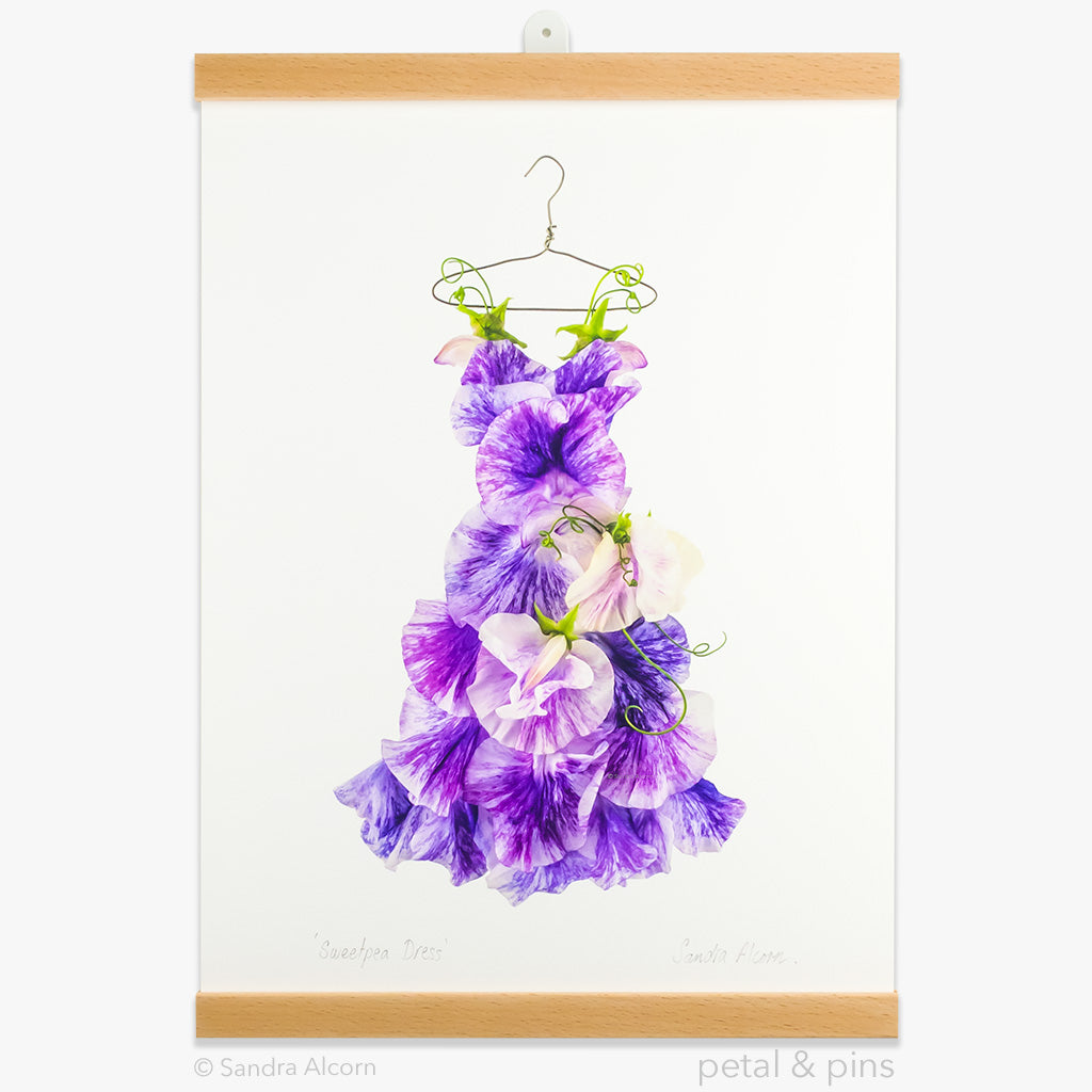 sweet pea dress art print from the garden fairy's wardrobe by petal & pins