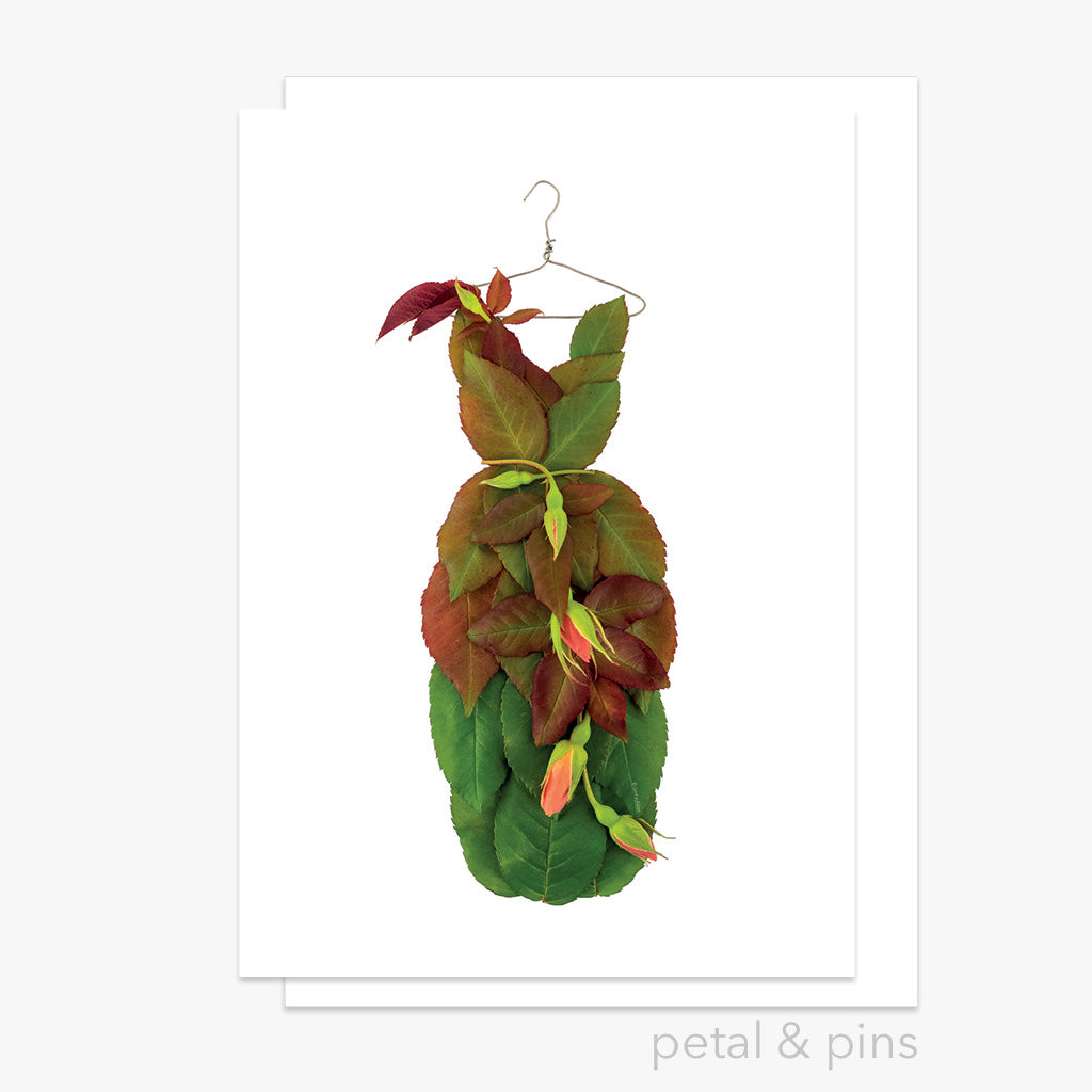 rose bud dress  greeting card from the garden fairy's wardrobe by petal & pins