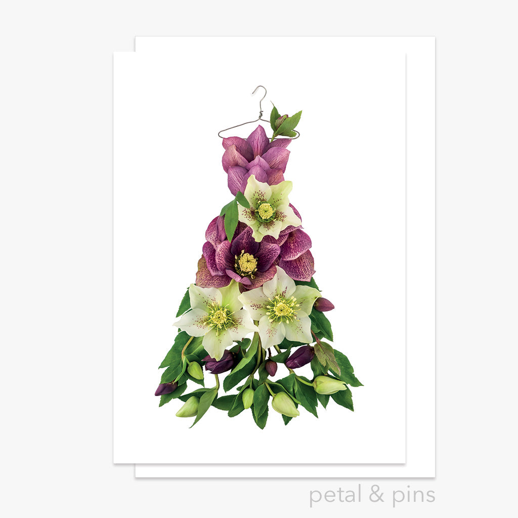 hellebore dress greeting card from the garden fairy's wardrobe by petal & pins