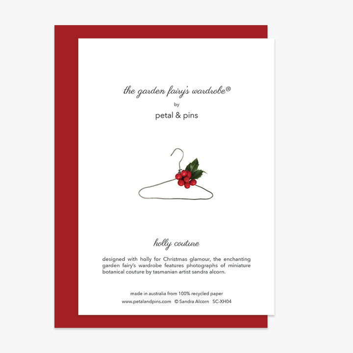 happy holidays holly couture christmas card back by petal & pins