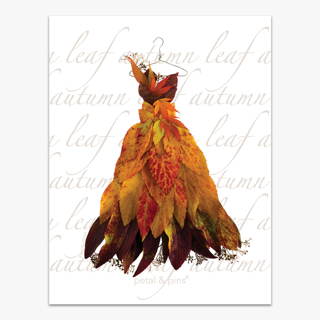 botanical pure linen tea towel - autumn leaf design petal & pins botanical pure linen tea towel - autumn leaf design petal & pins