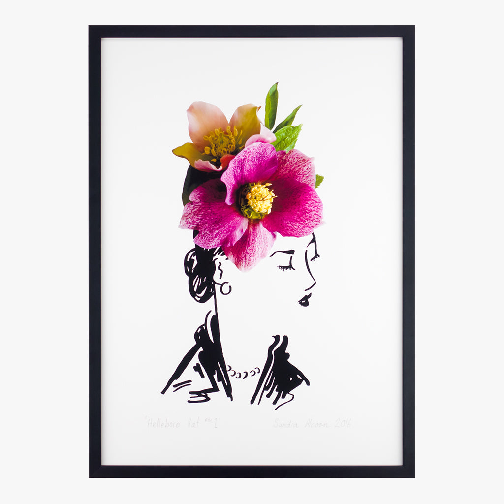 hellebore hat one art print by petal & pins