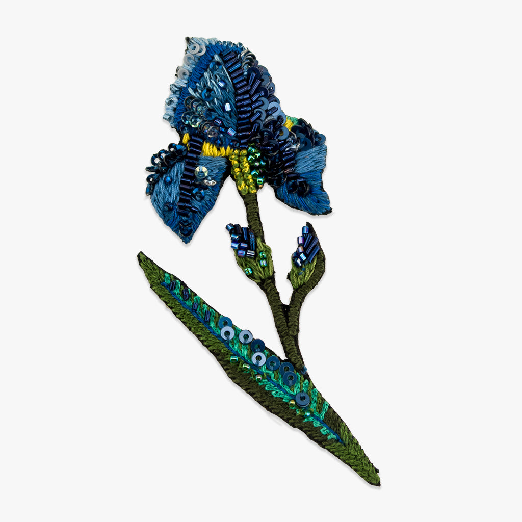 wild iris beaded brooch by trovelore