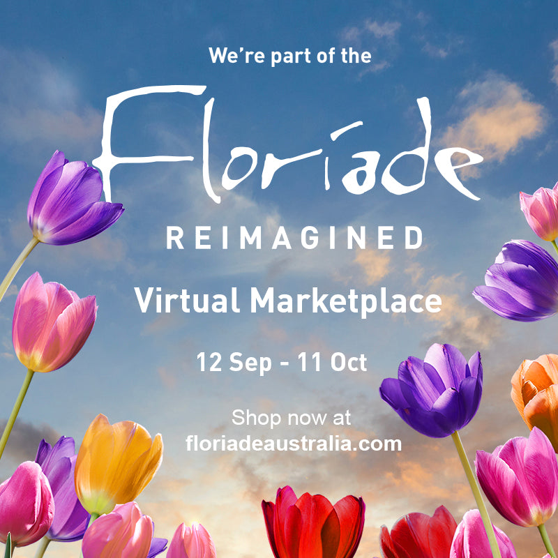 Floriade Reimagined on a background of tulips and sky