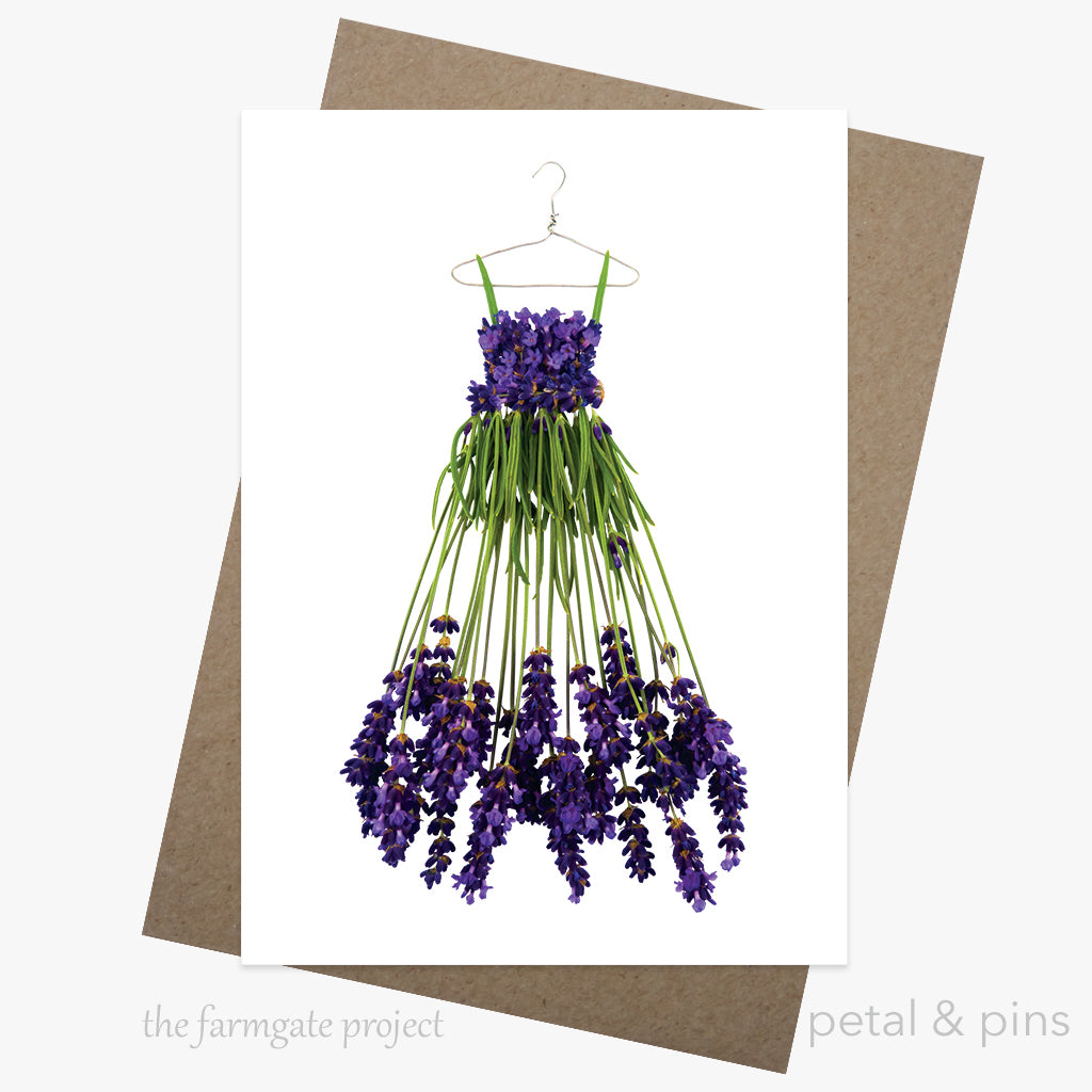 campo de flori lavender dress greeting card from the Farmgate collection by petal & pins
