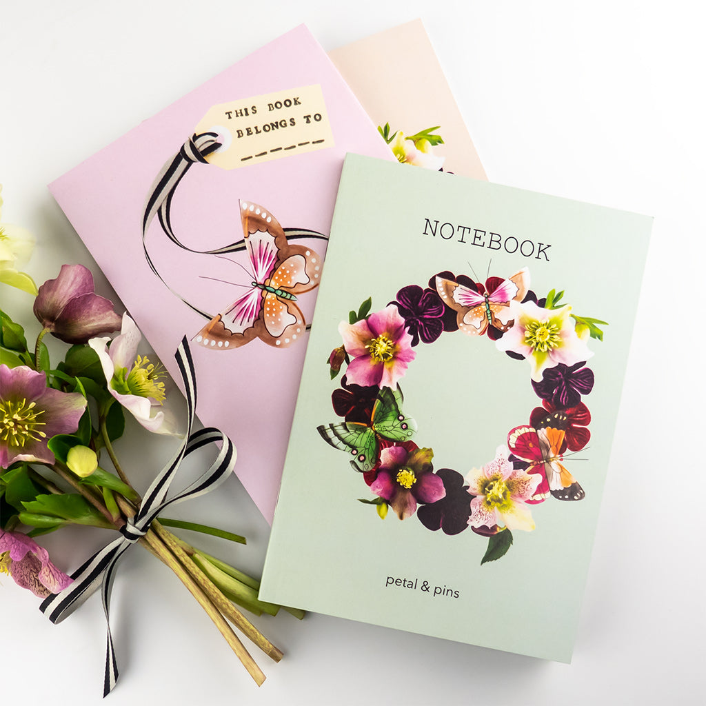 butterfly garland notebooks by petal & pins