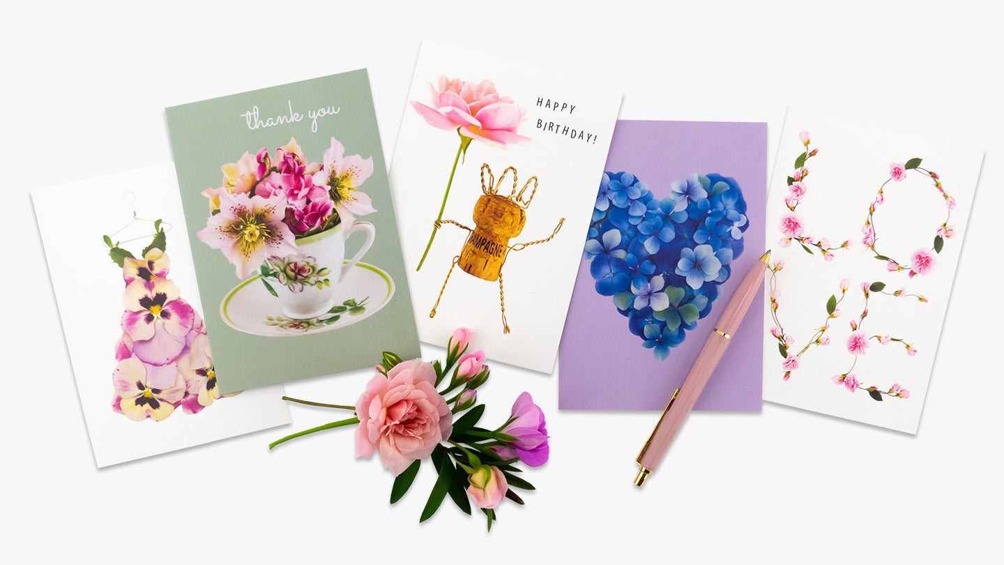 selection of cards by petal & pins