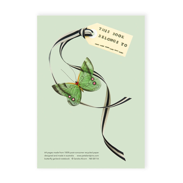 butterfly garland notebook - pistachio