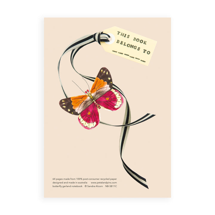 butterfly garland notebook - latte