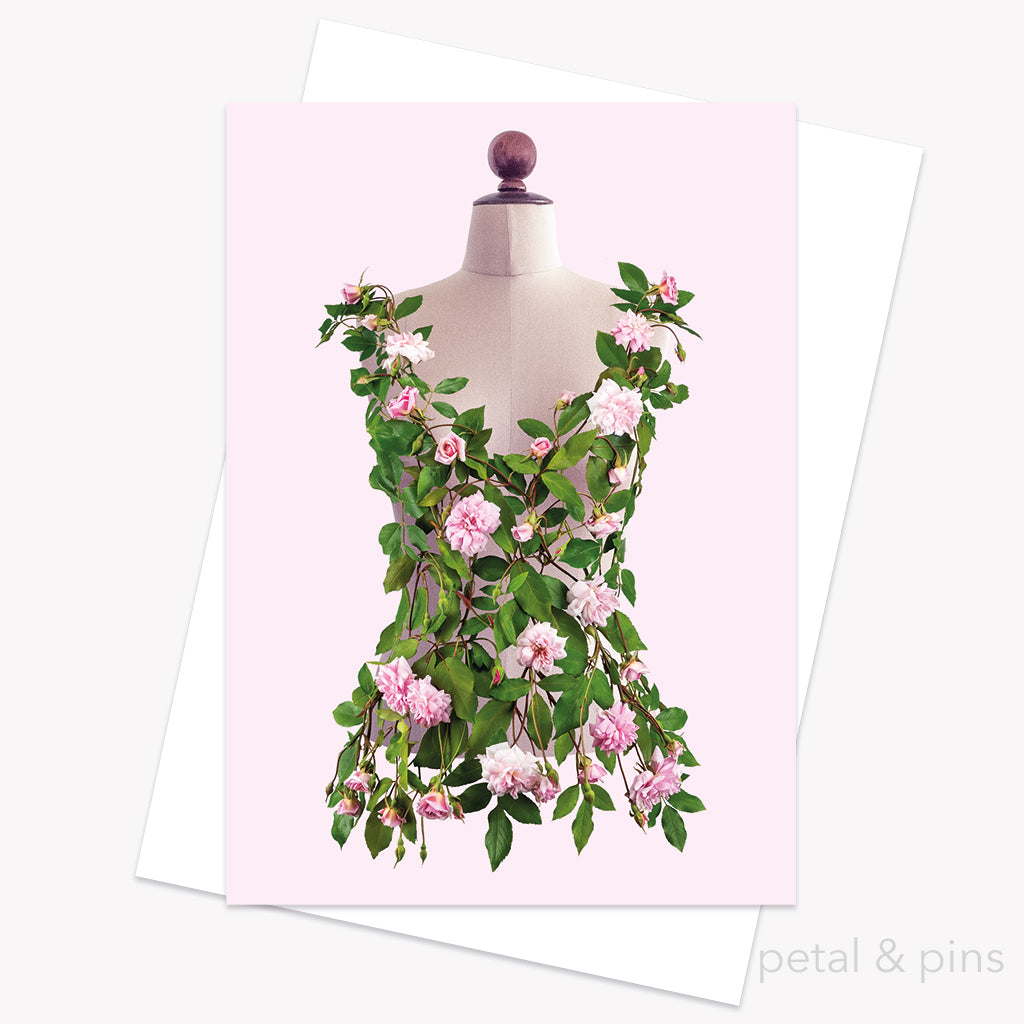 cécile brünner rose bodice greeting card from the fairytale collection by petal & pins