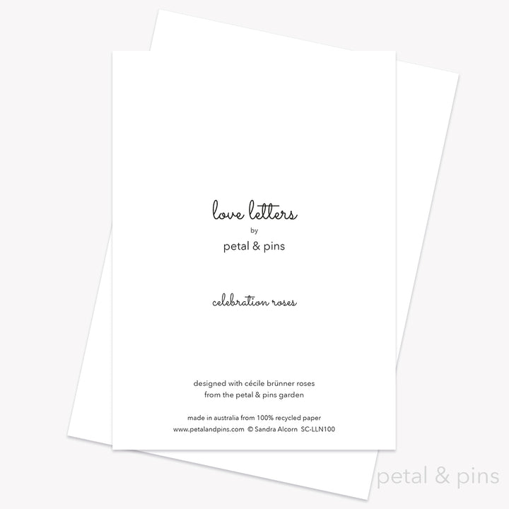 100th birthday celebration roses card by petal & pins (back)