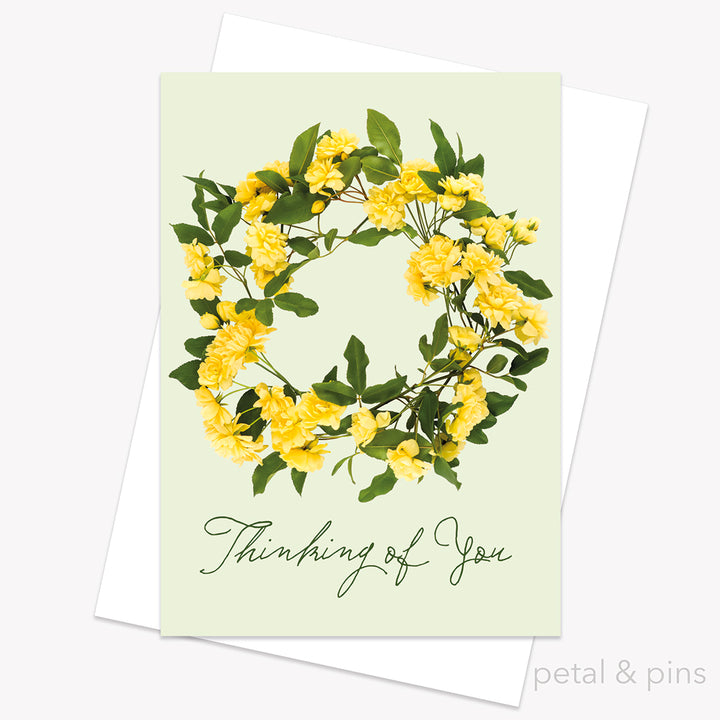 Thinking of you - rose garland - floral greeting card by petal & pins