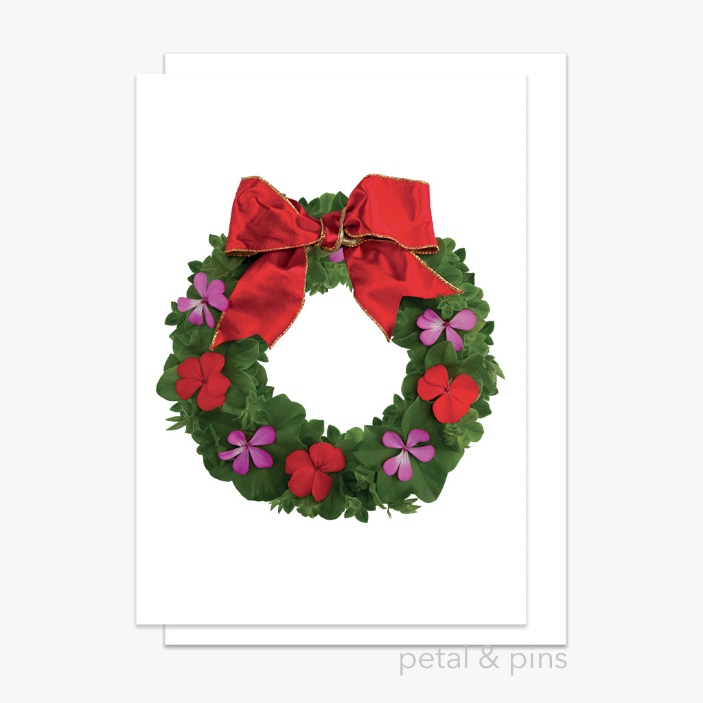 christmas geranium festive wreath card by petal & pins