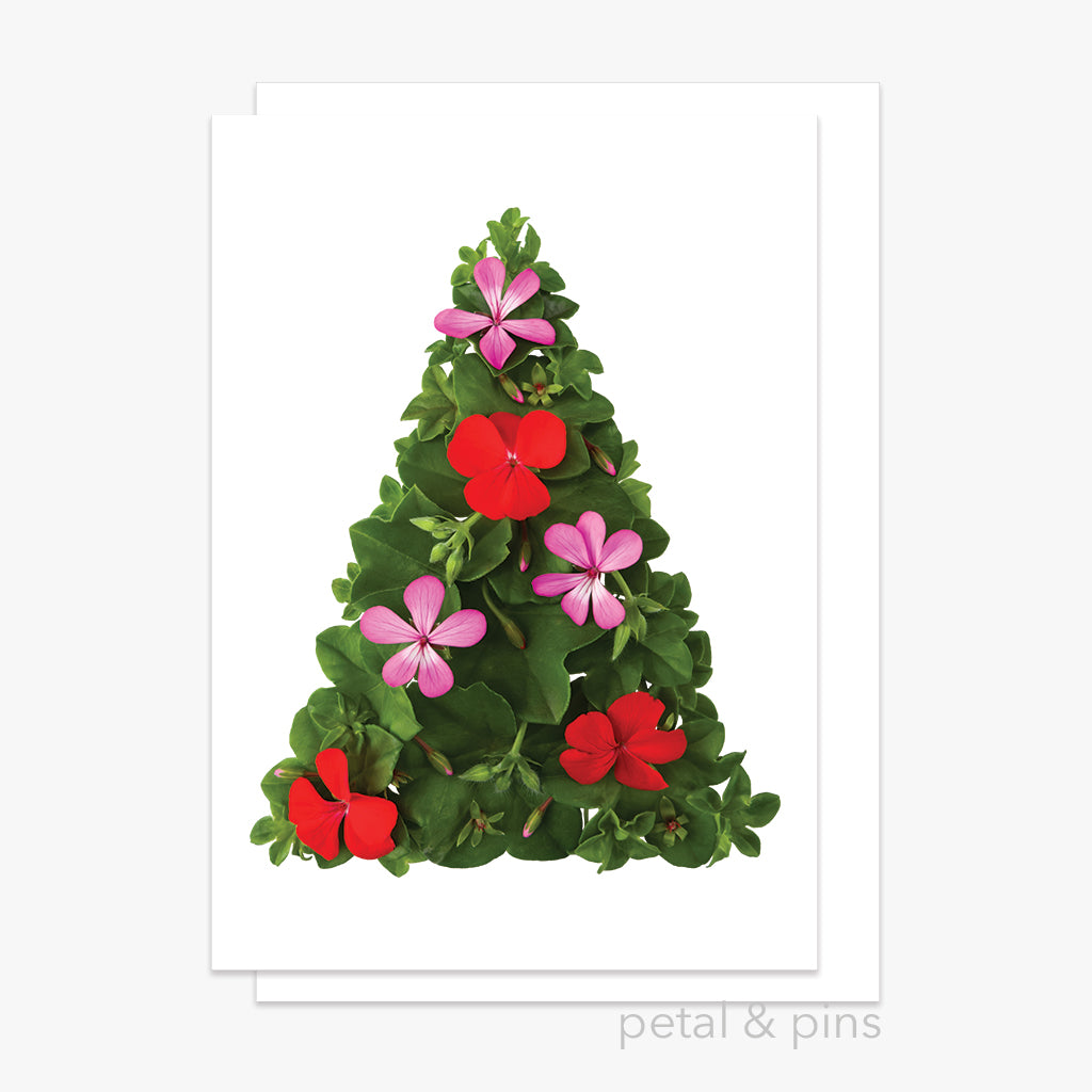christmas geranium tree card by petal & pins