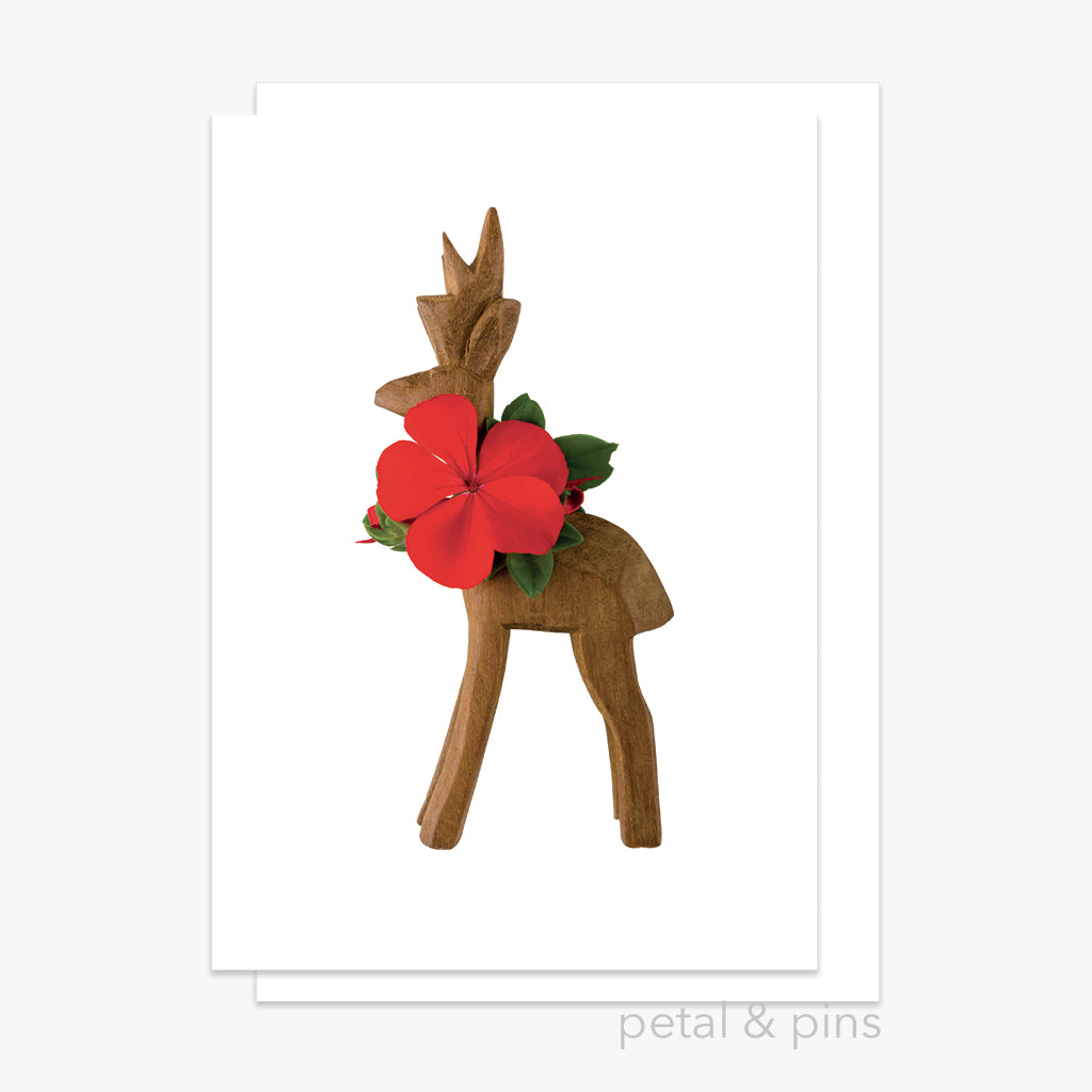 christmas geranium reindeer card by petal & pins