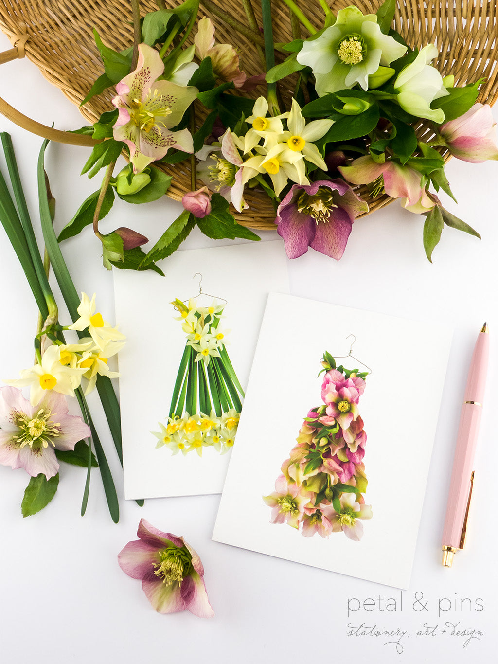 floral art greeting cards by petal & pins