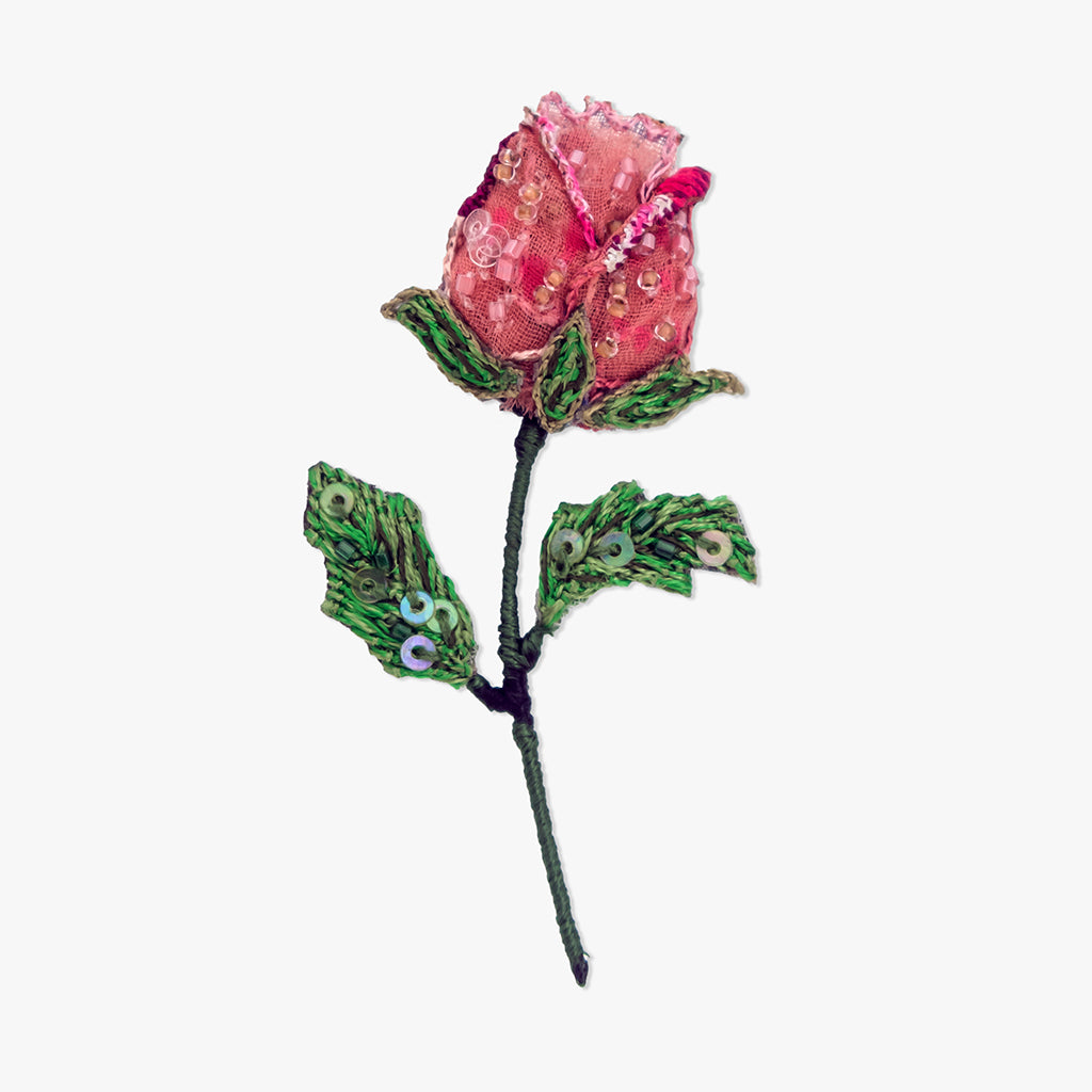 pink rose brooch by trovelore