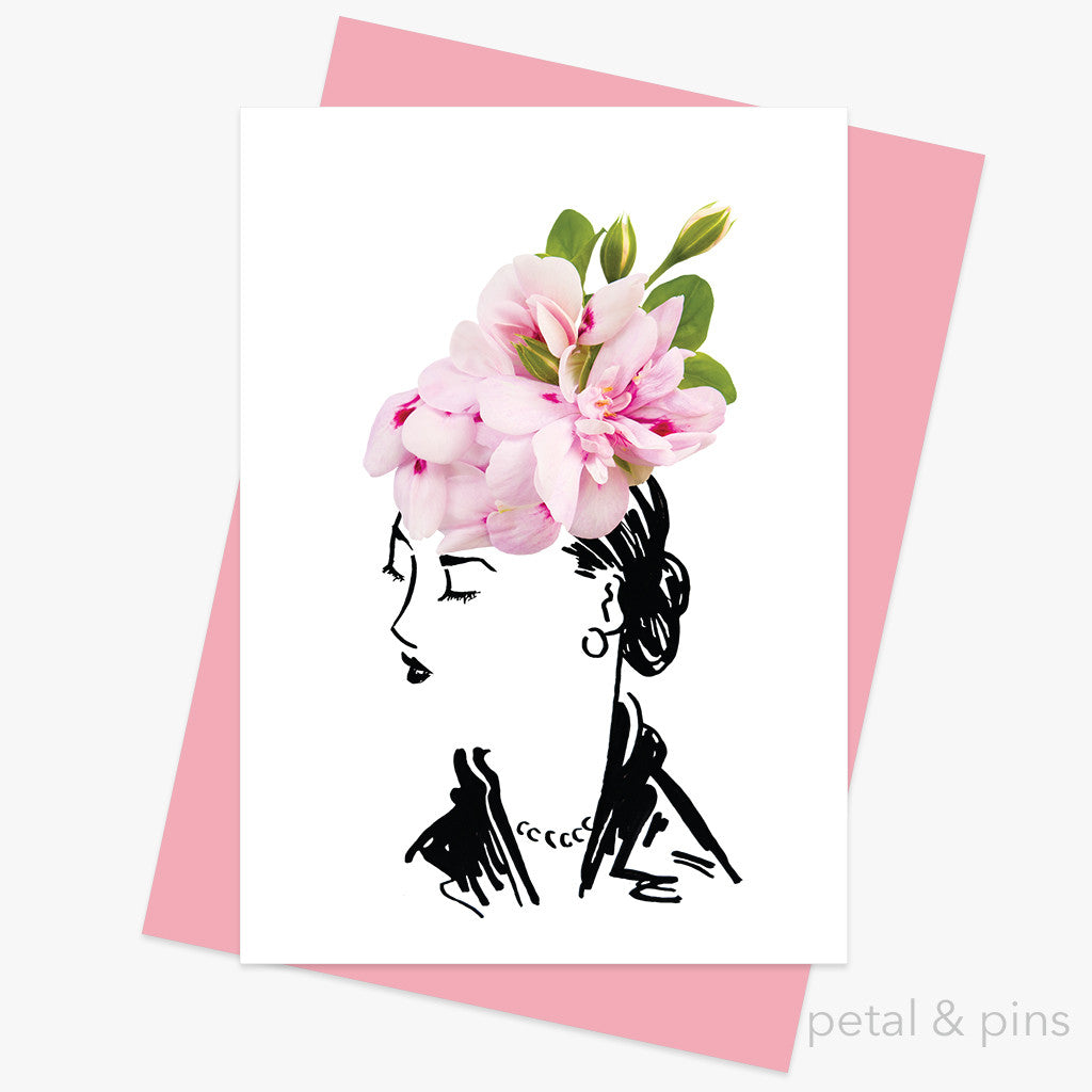 geranium hat two greeting card