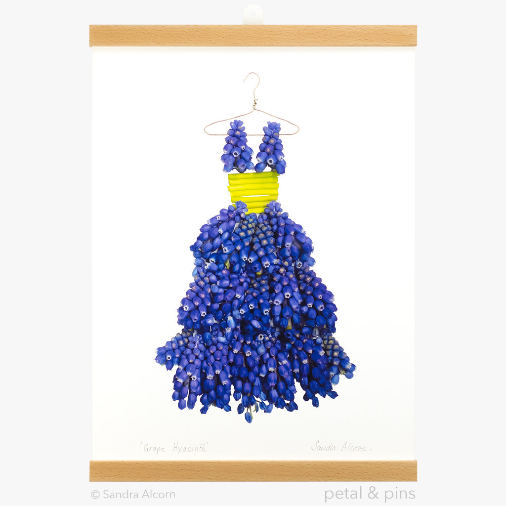 grape hyacinth dress art print from the garden fairy's wardrobe by petal & pins