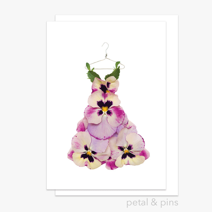pansy dress greeting card by petal & pins