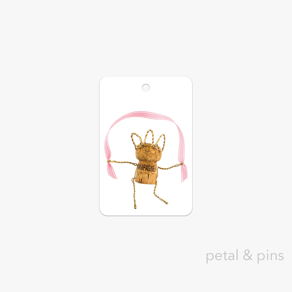 skipping champagne girl gift tag by petal & pins