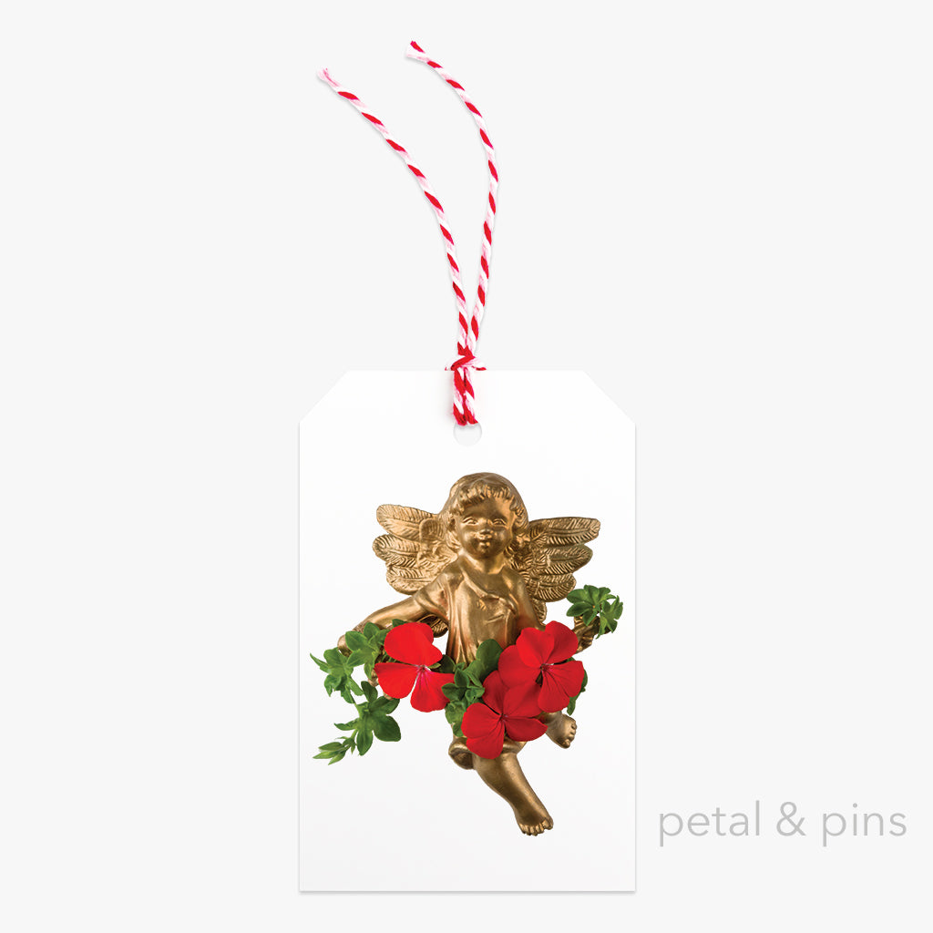 geranium cherub gift tag by petal & pins