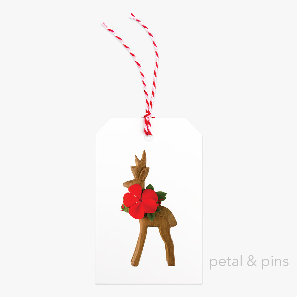 geranium reindeer gift tag by petal & pins