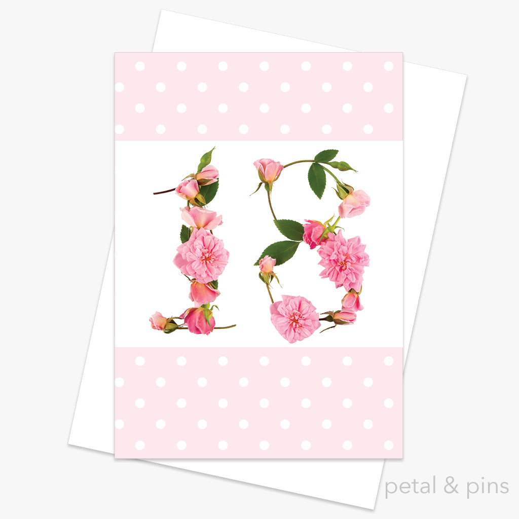 18th birthday roses card from the love letters collection by petal & pins
