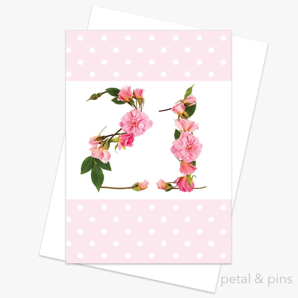 21st birthday roses card from the love letters collection by petal & pins