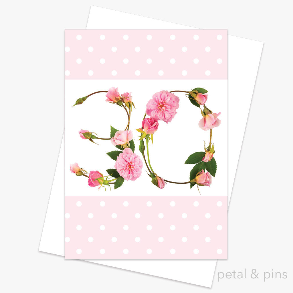 30th birthday roses card from the love letters collection by petal & pins