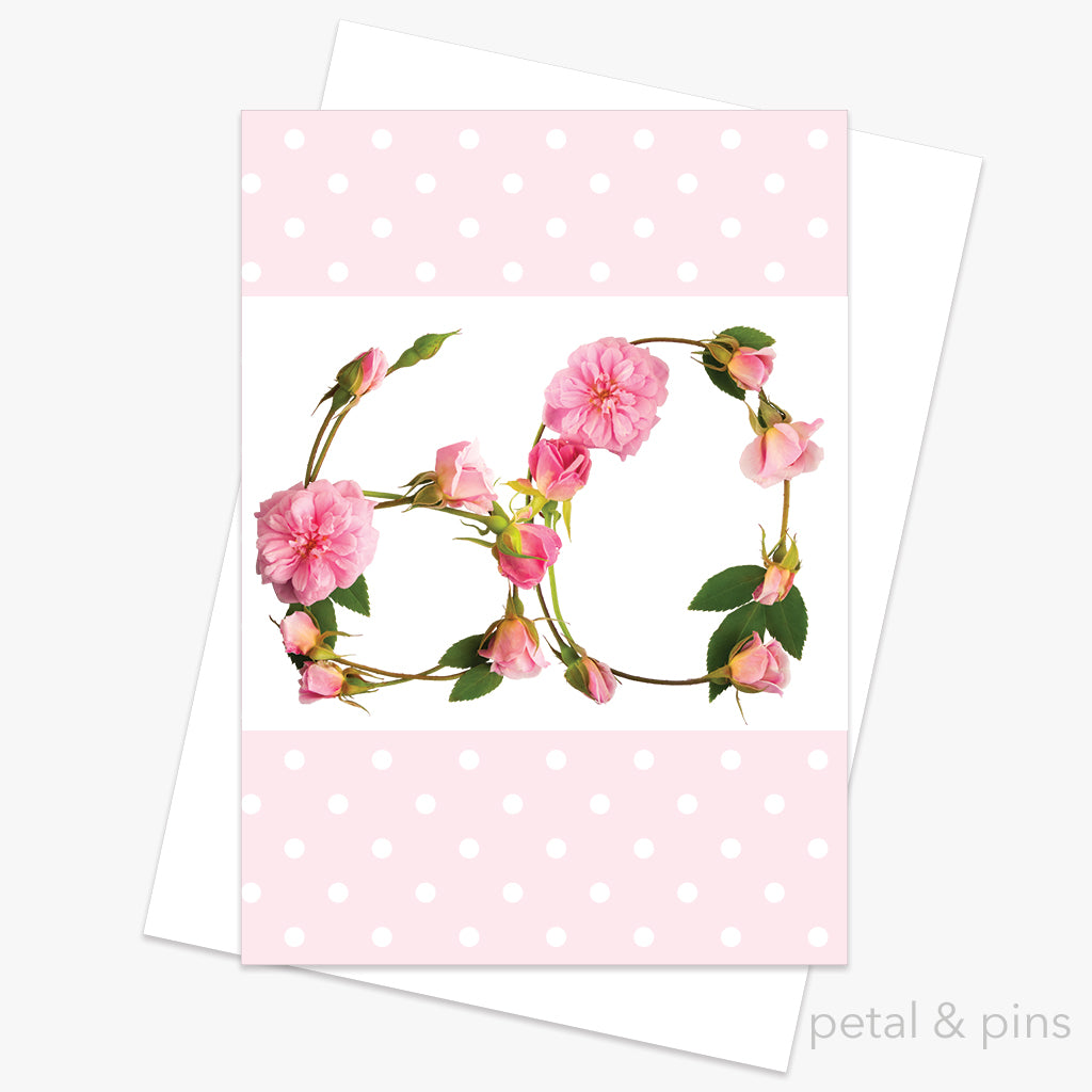 60th birthday roses card from the love letters collection by petal & pins