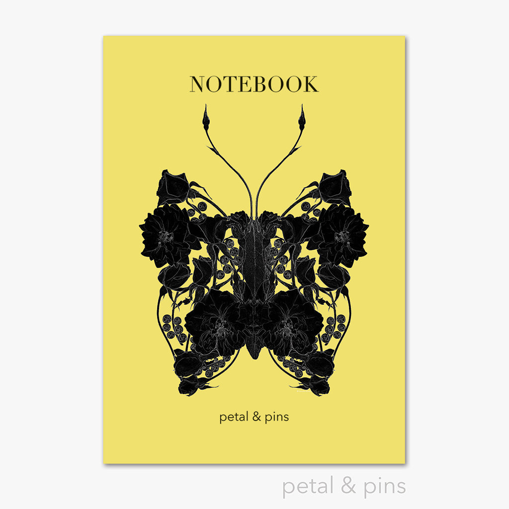 butterfly noir notebook in lemon by petal & pins