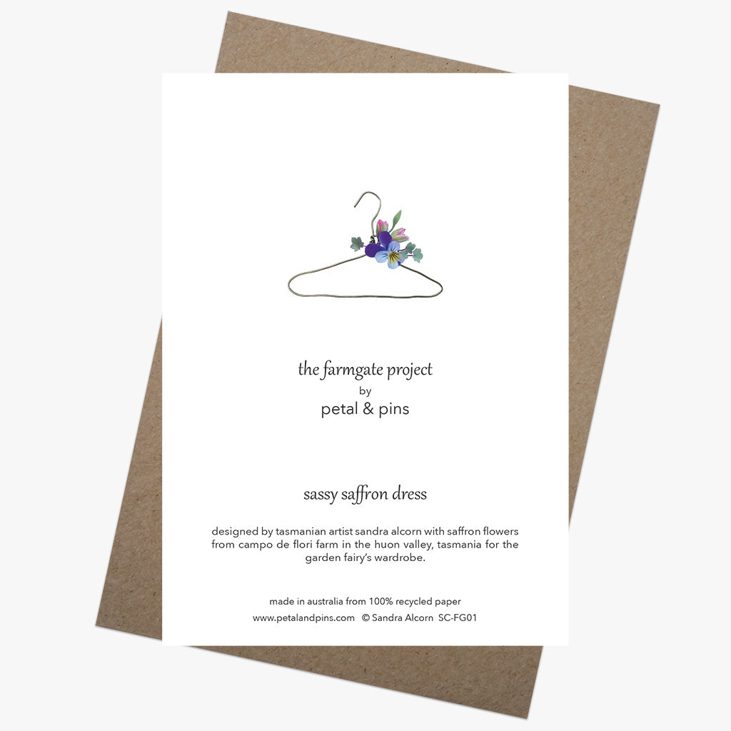 sassy saffron dress card back by petal & pins