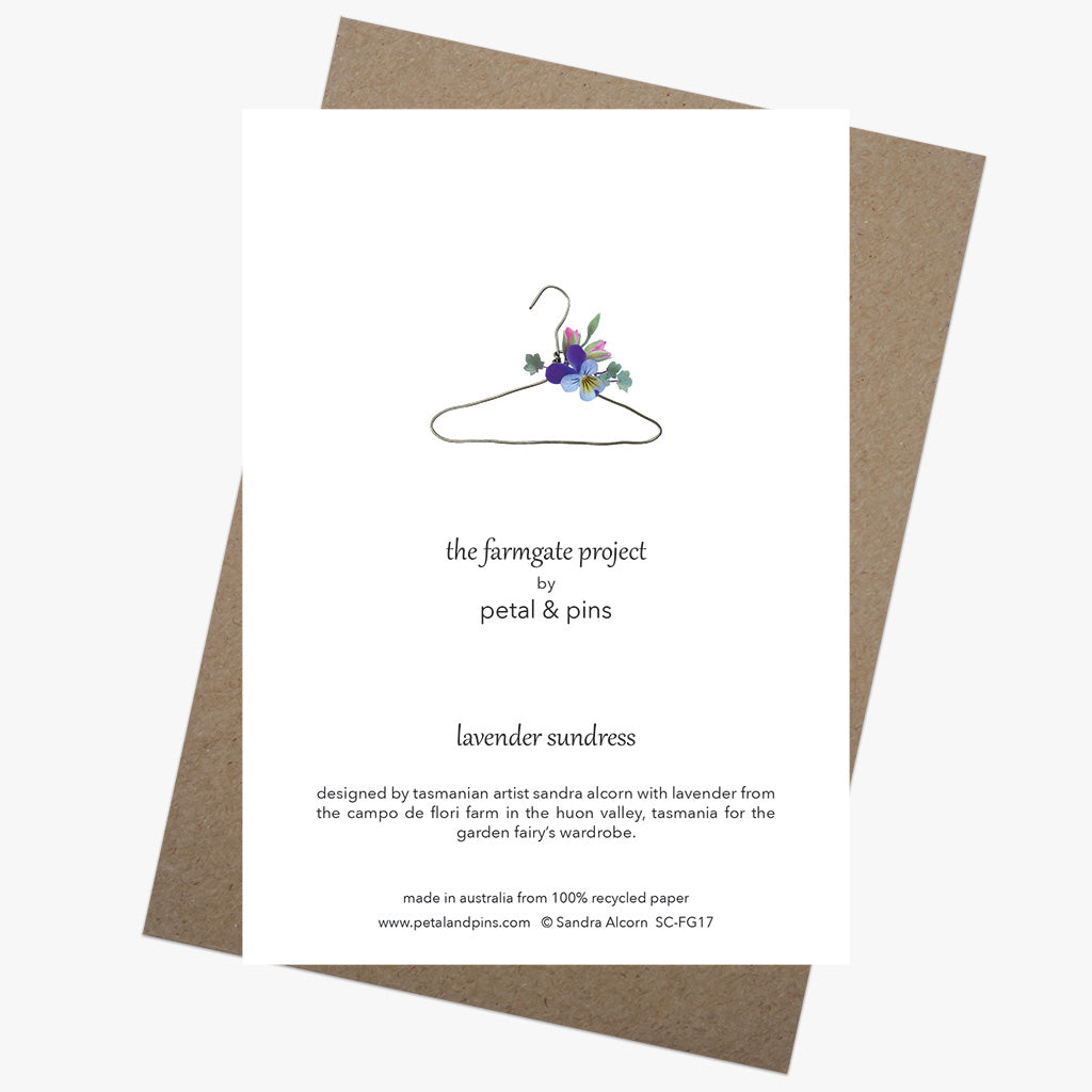 lavender sundress card back by petal & pins