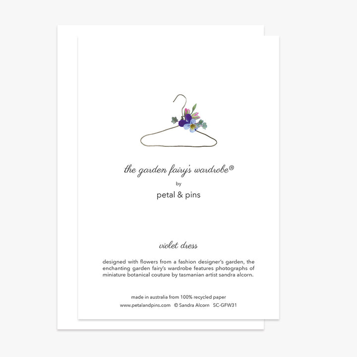 violet dress card back by petal & pins