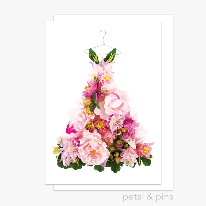 aquilegia & rose dress greeting card from the garden fairy's wardrobe by petal & pins