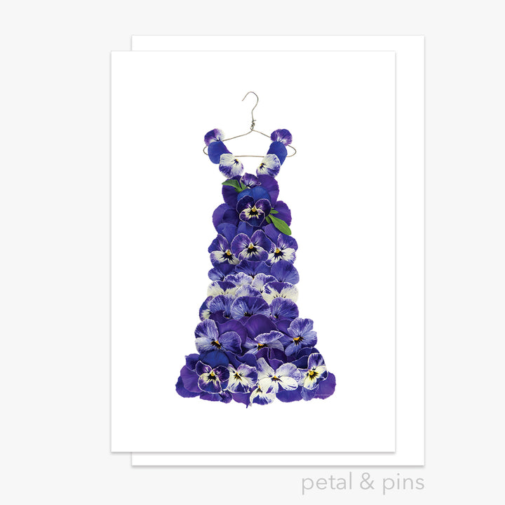purple pansy dress greeting card