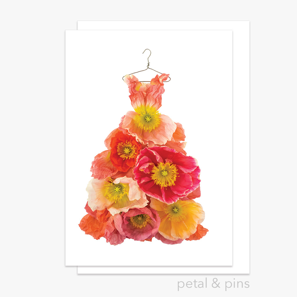 poppy dress greeting card