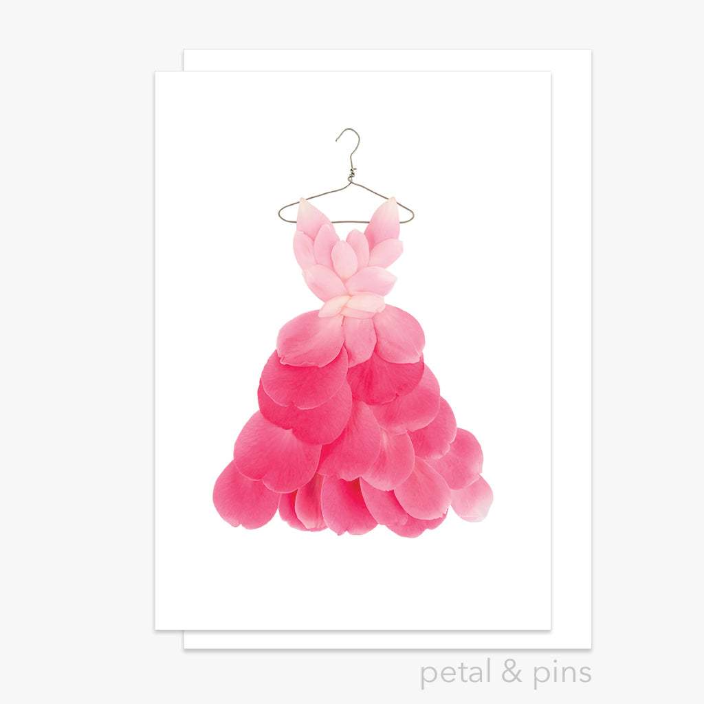 pink camellia dress greeting card