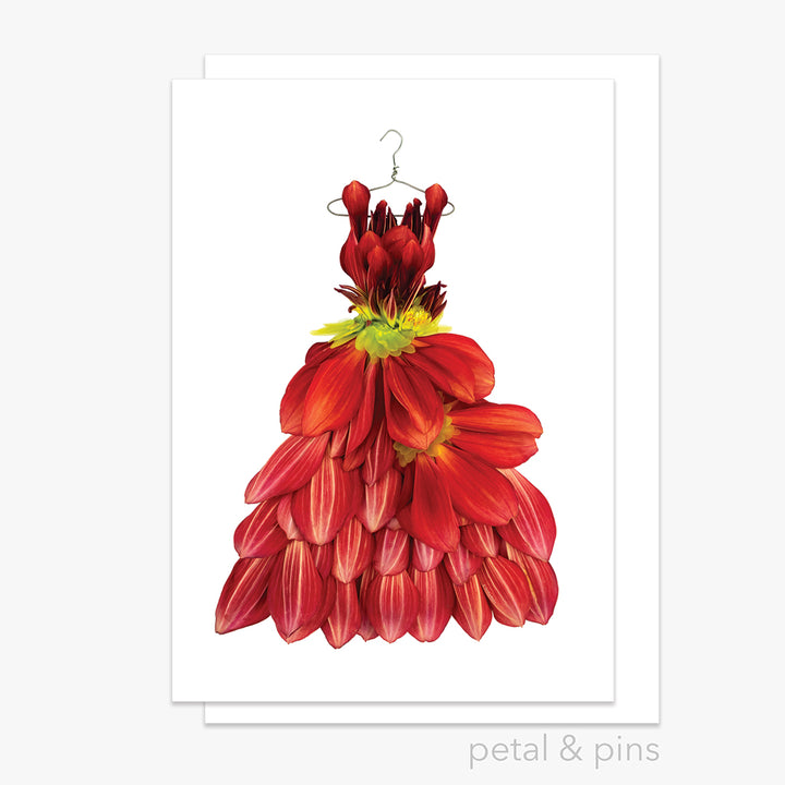 dahlia dress greeting card by petal & pins