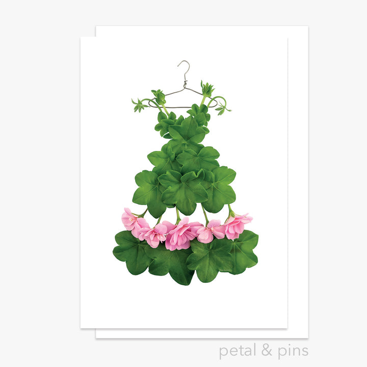 geranium leaf dress  greeting card from the garden fairy's wardrobe by petal & pins